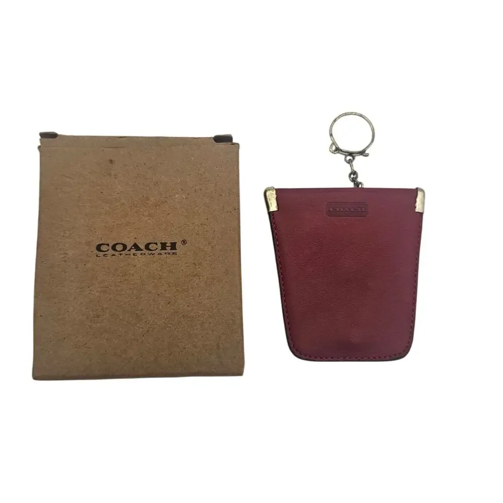 Vintage Coach Leather Squeeze Key Coin Purse Red Key Pouch - Picture 9 of 12